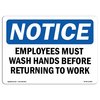 Signmission OSHA, Employees Must Wash Hands Before Returning To Work, 14in X 10in Alum, 10" W, 14" L, Landscape OS-NS-A-1014-L-11968